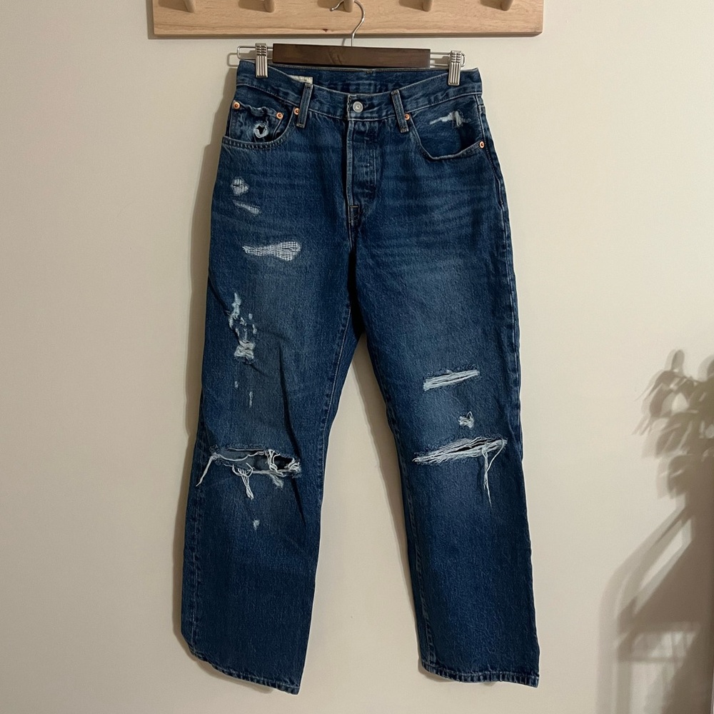 Levi’s 501 Distressed Straight Leg Jeans